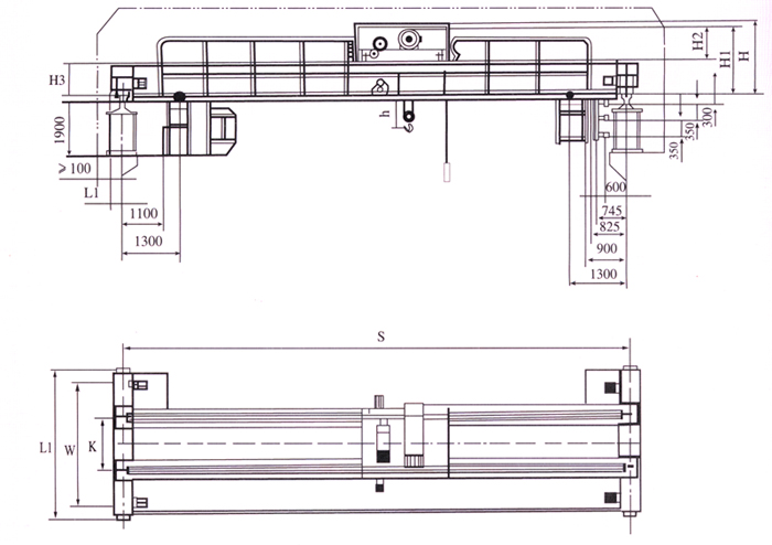 葫蘆雙橋式起重機(jī)結(jié)構(gòu)圖