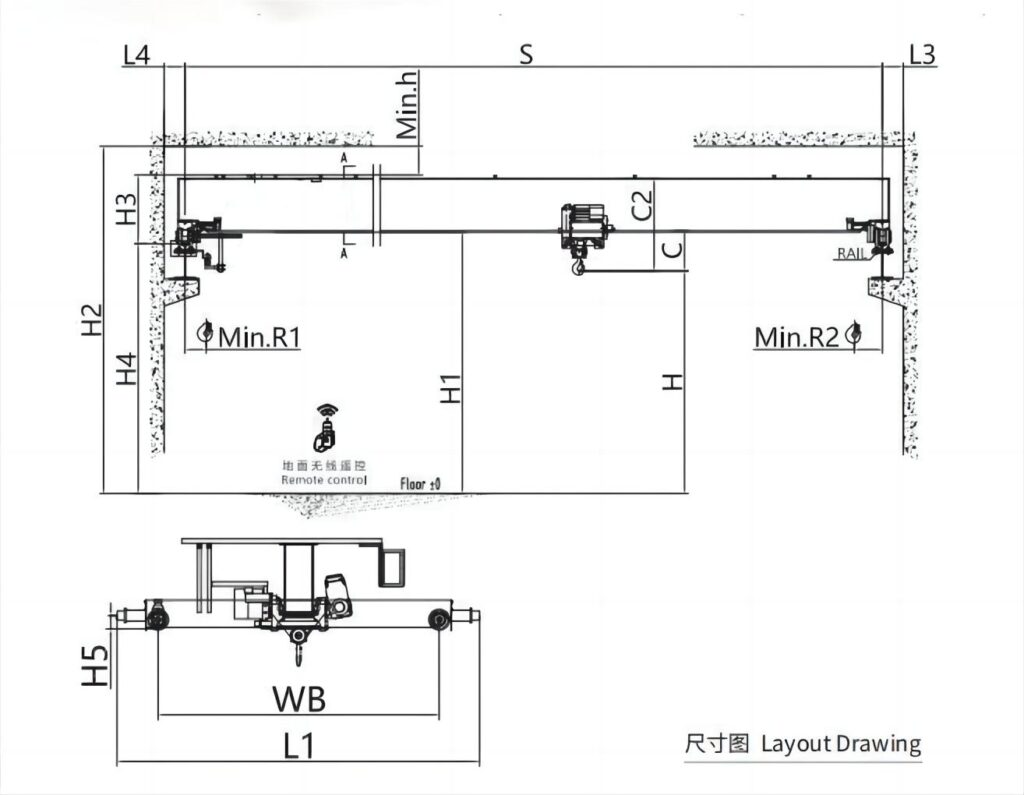 5噸歐式單梁起重機(jī)結(jié)構(gòu)圖