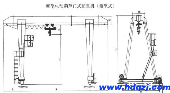 MH型單梁門式起重機外形圖