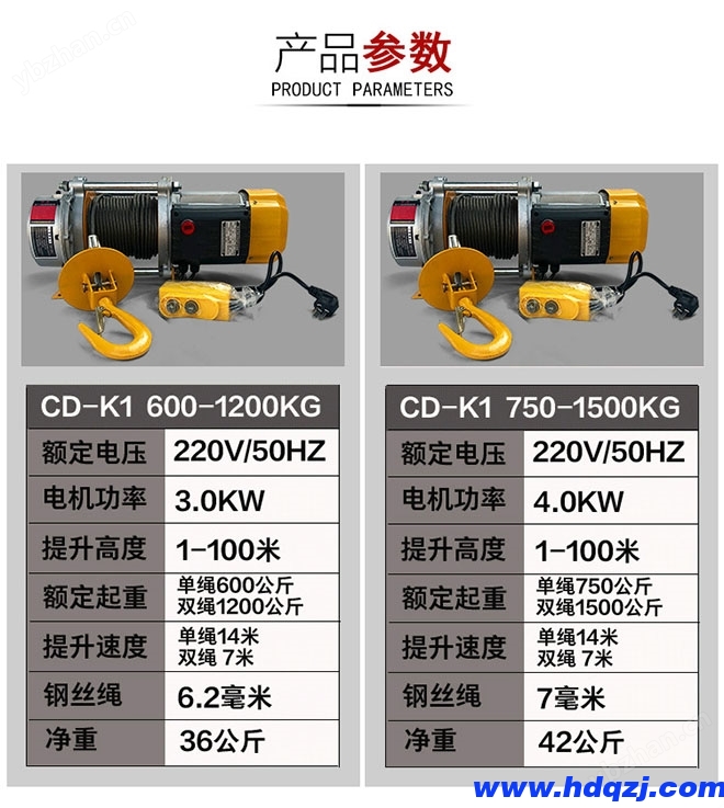 CD-K1多功能提升機(jī)產(chǎn)品參數(shù)