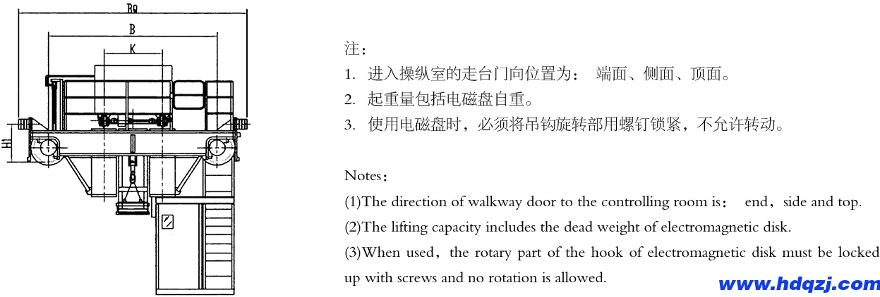 QC型5噸主鉤電磁橋式起重機(jī)